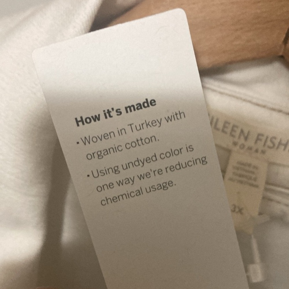NWT Eileen Fisher Cream Oversized Jean Jacket, Size 3X, undyed organic cotton - Picture 8 of 13